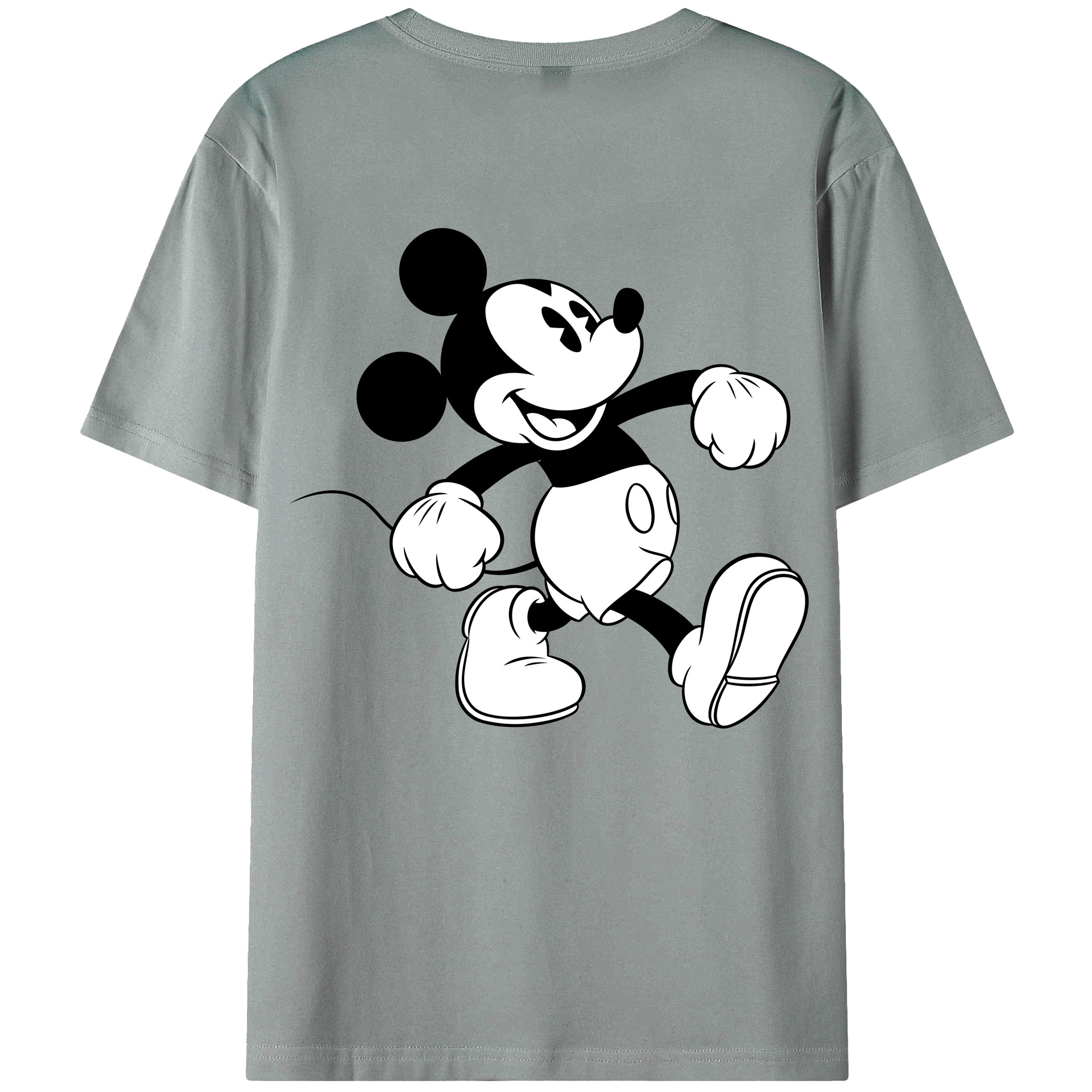 ミッキーマウス Mickey Mouse 綿100％ メンズ半袖Tシャツ（バックプリント） 通気性